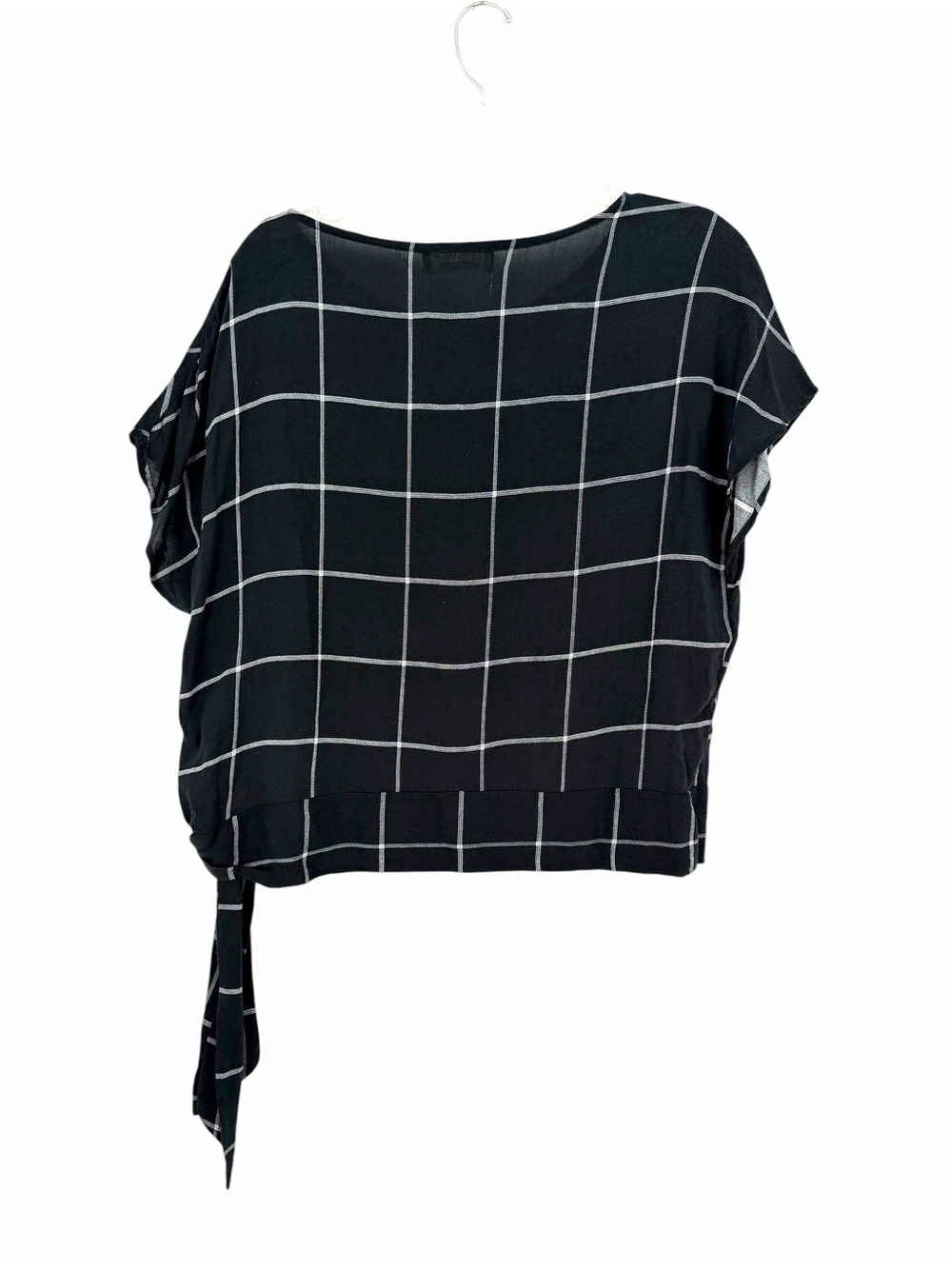 Pants Store Gameday Windowpane Side-Tie Blouse in Black - Picture 2 of 4